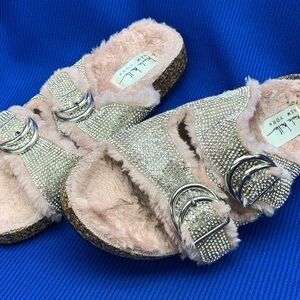 Pink and silver rhinestone sandals